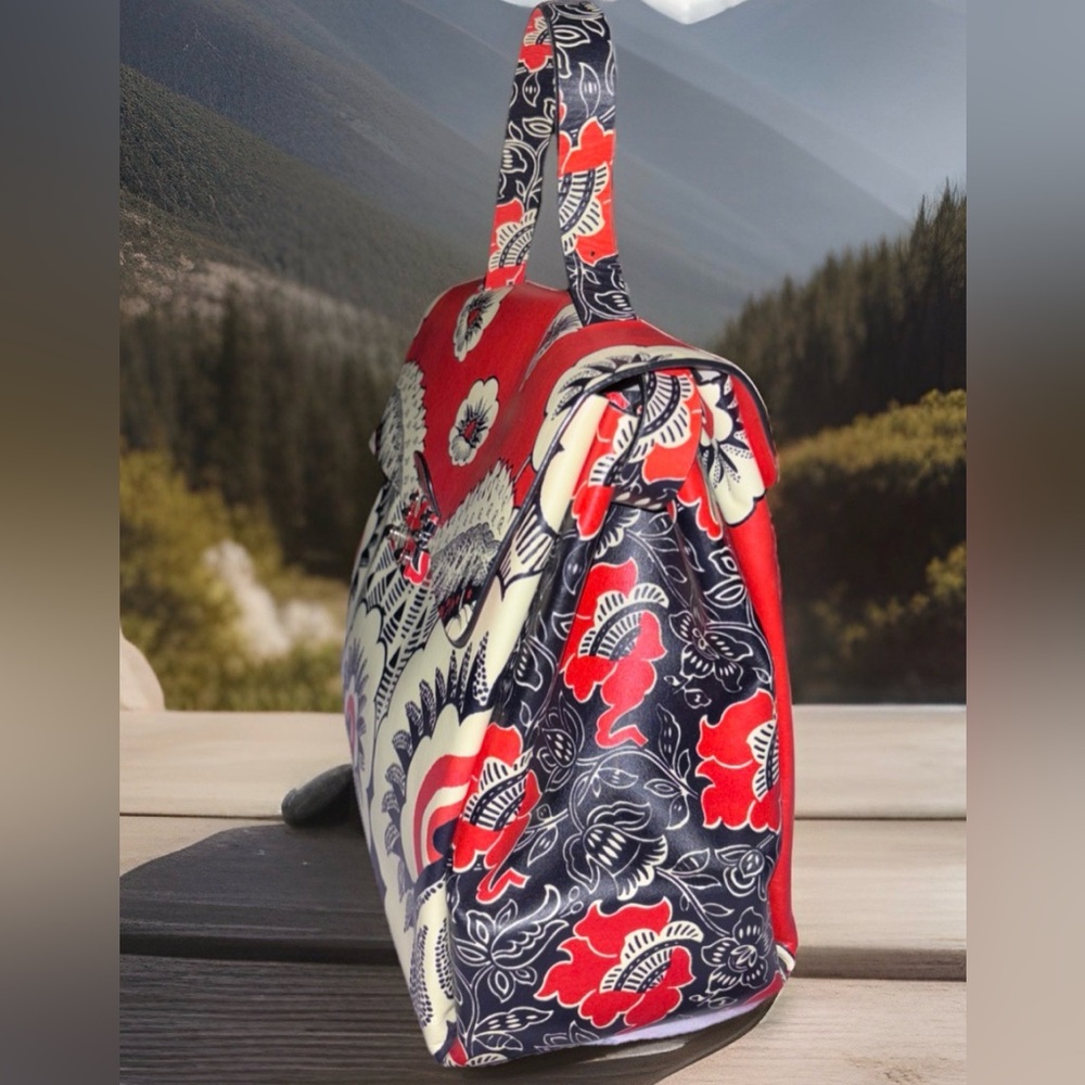 Valentino Graveni Limited Edition Floral Top-Handle Leather Bag with Dusty - Picture 6 of 15